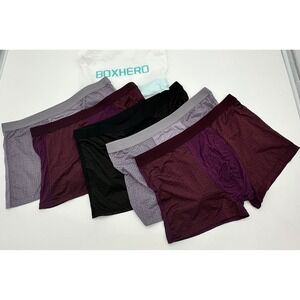 Boxhero Mens 5 Pack Bamboo Viscose Mesh Boxer Briefs XL Purple Black Grey Multi